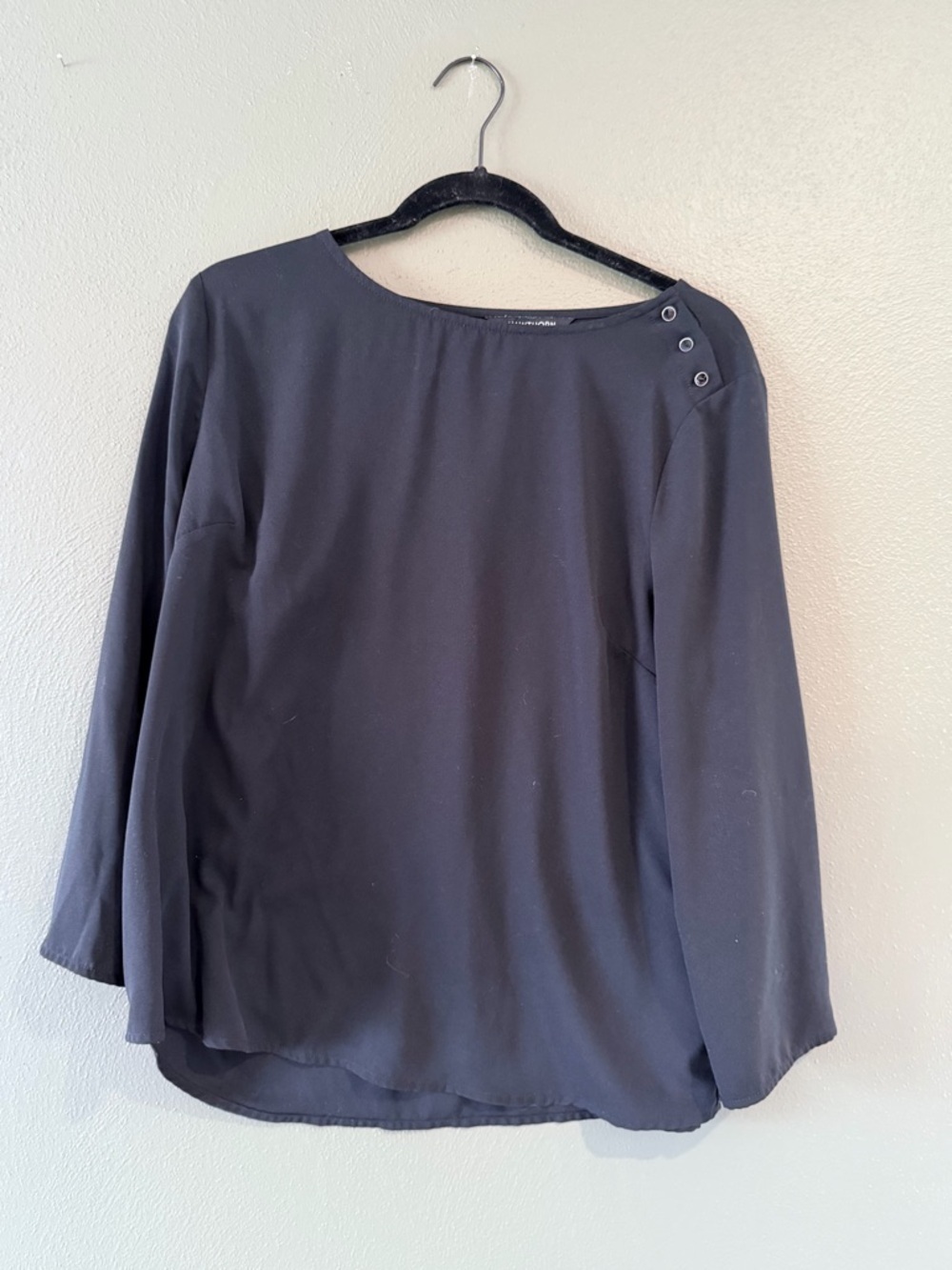 41 Hawthorn Black Long-Sleeve Boatneck Top with Shoulder Buttons